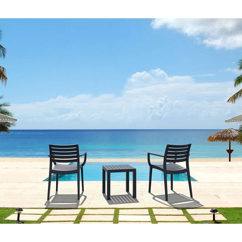 Artemis Arm Chair/Ocean Side Table 2 Seat Package — White