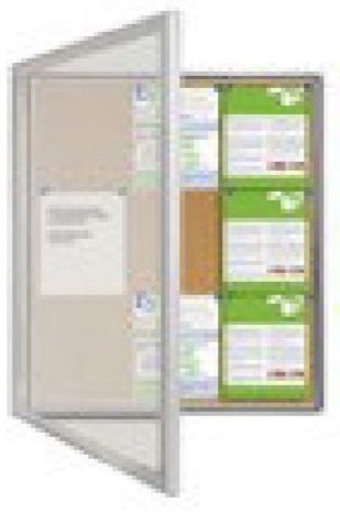 TX Weatherproof 1 Door Notice Case 820x1080mm Cork Pinboard