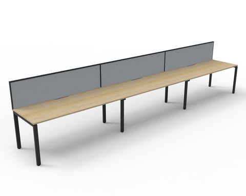 3-person single-sided profile leg workstation with pinnable fabric screens