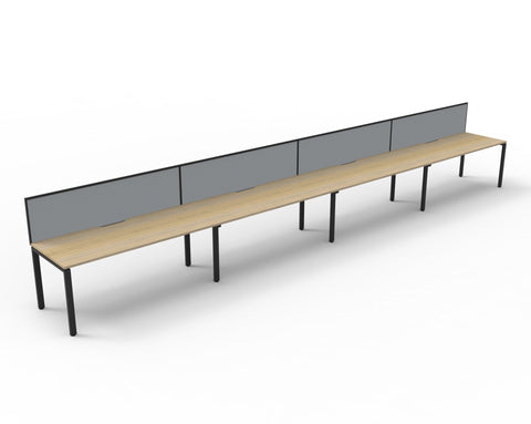 4-person single-sided profile leg workstation with pinnable fabric screens
