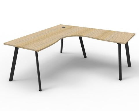 Single-Sided Corner Workstation - Natural Oak and Black