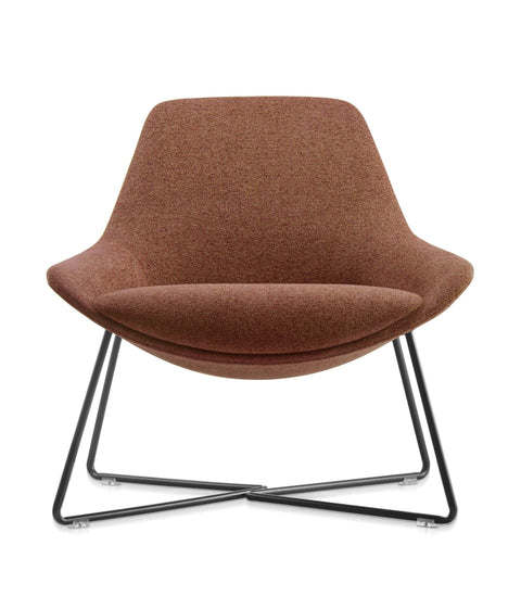 Cross Base Breakout Lounge Chair in Rust Fabric
