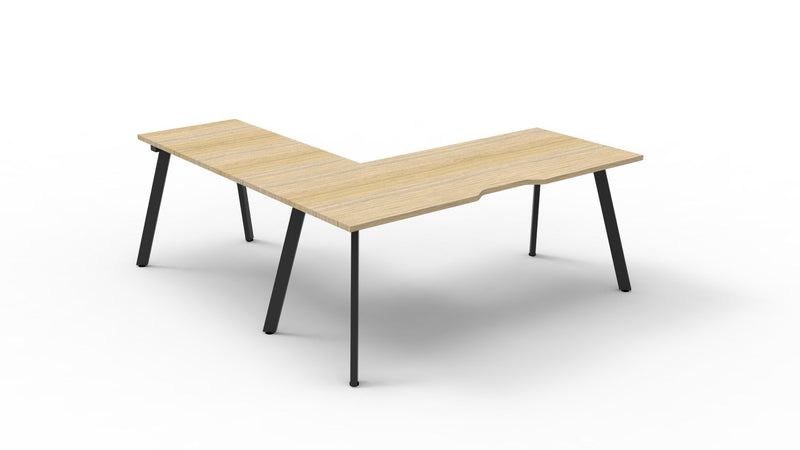 Desk and Return - Natural Oak and Black