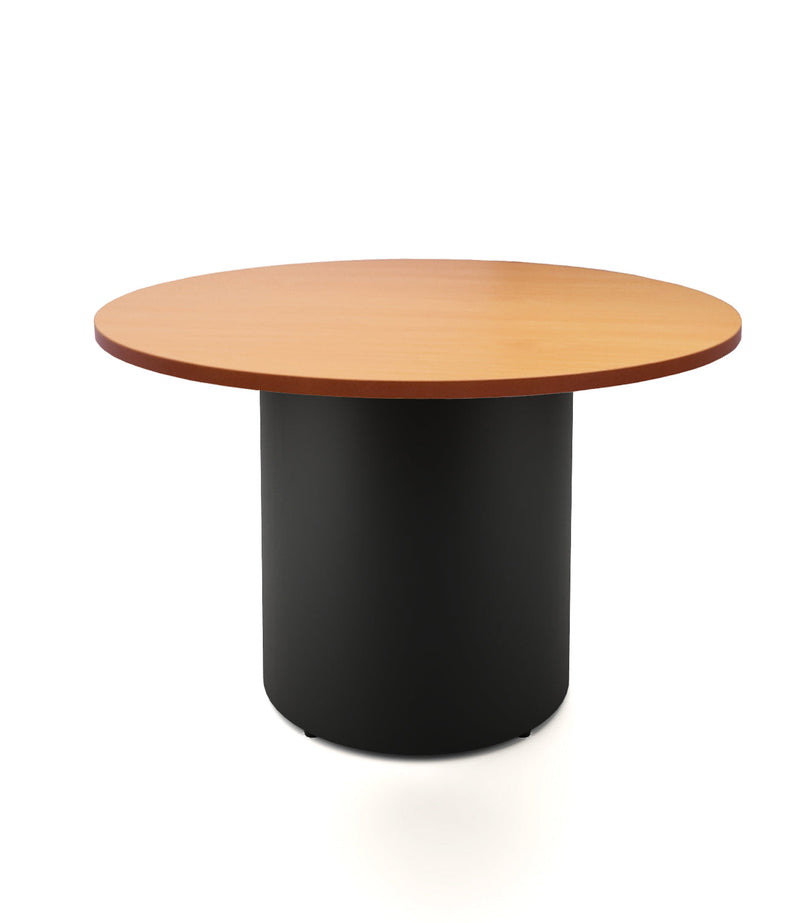 Drum Base Round Table with Beech Top and Black Base