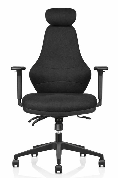 Ergora posture office chair with headrest in black