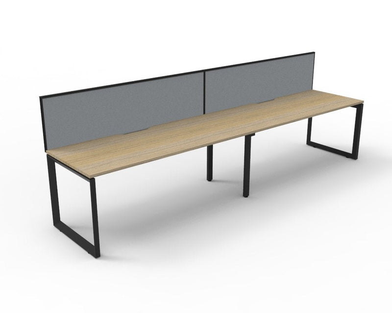 2-Person Single-Sided Loop Leg Workstation with Fabric Screen