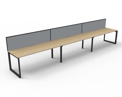 3-Person Single-Sided Loop Leg Workstation with Fabric Screen