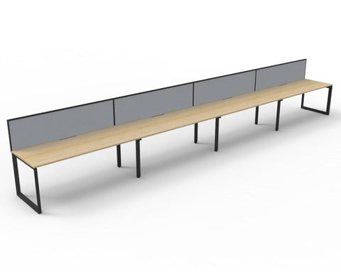 4-Person Single-Sided Loop Leg Workstation with Fabric Screen
