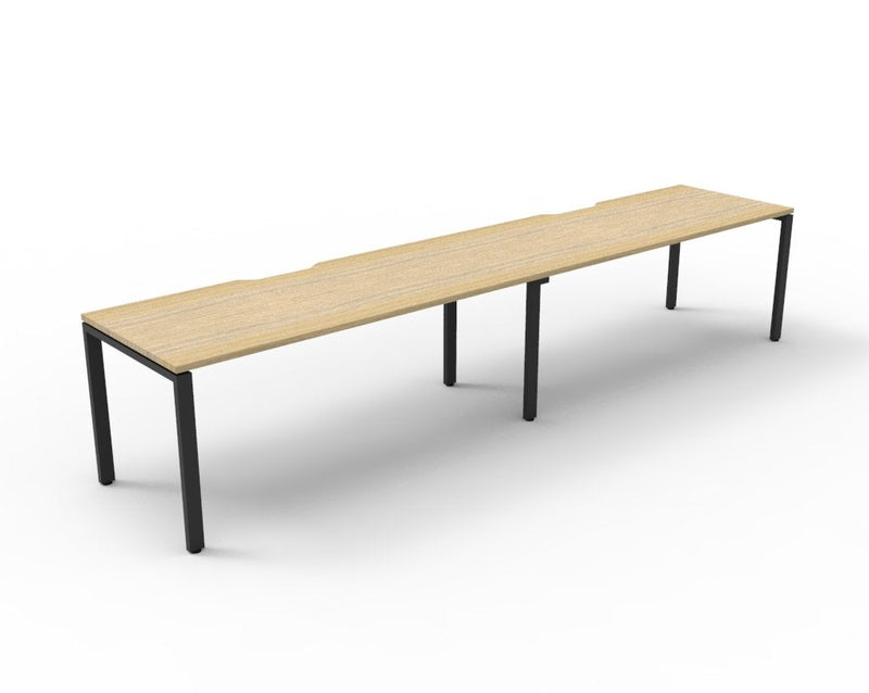 Single-Sided Workstation – 2 Person with Natural Oak Top and Black Frame