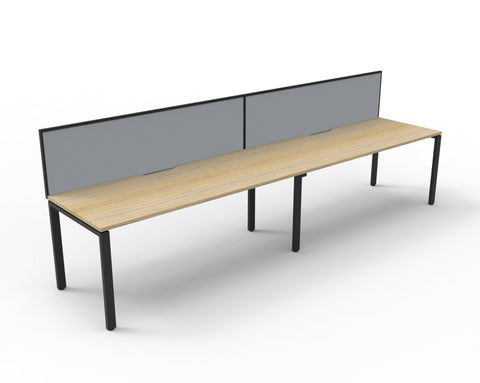 2-Person Single Sided Workstation with Privacy Screen — 2400 × 750mm