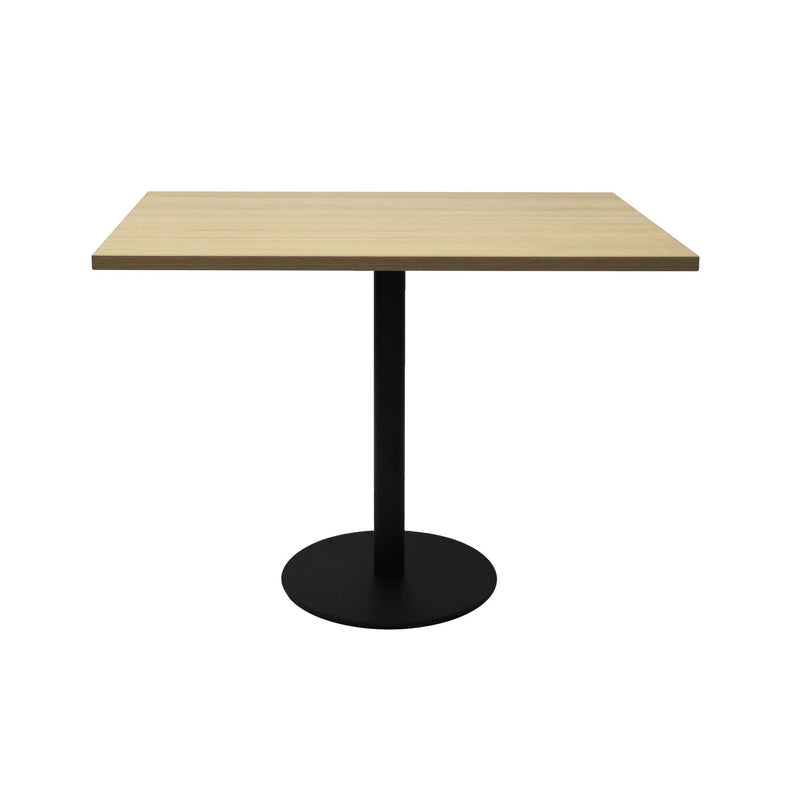 Square Flat Disc Base Table – 900mm with Natural Oak Top and Black Base