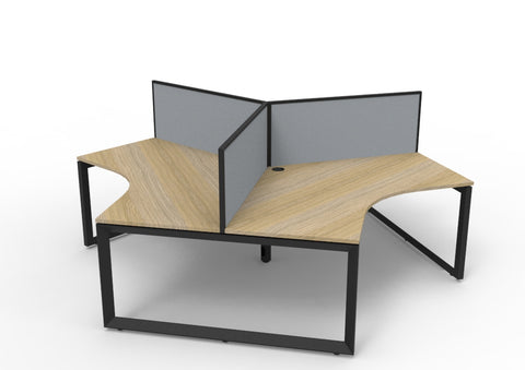 3-Person 120-Degree Workstation with Privacy Screens