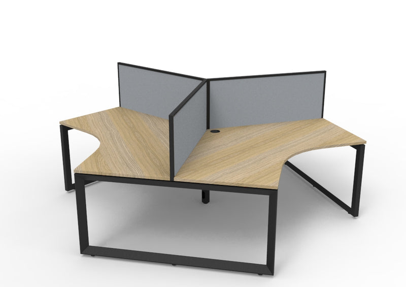 3-Person 120-Degree Workstation with Privacy Screens