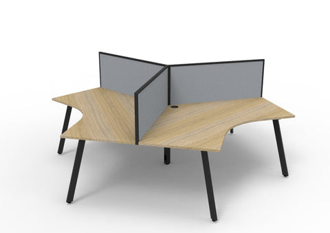 3-Person 120-Degree Workstation with Fabric Privacy Screen