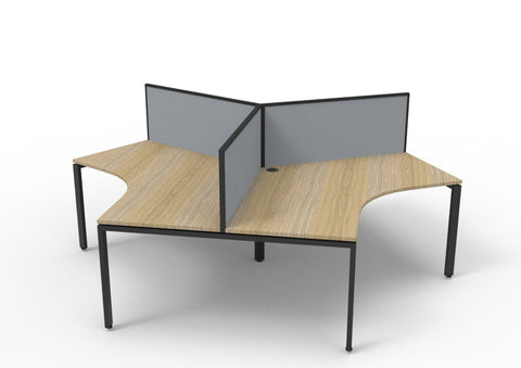 3-Person 120-Degree Workstation with Pinnable Privacy Screen
