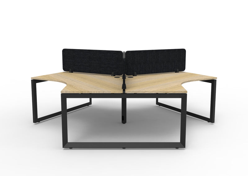 3-Person 120° Workstation with Eco Panel Screens and Loop Legs