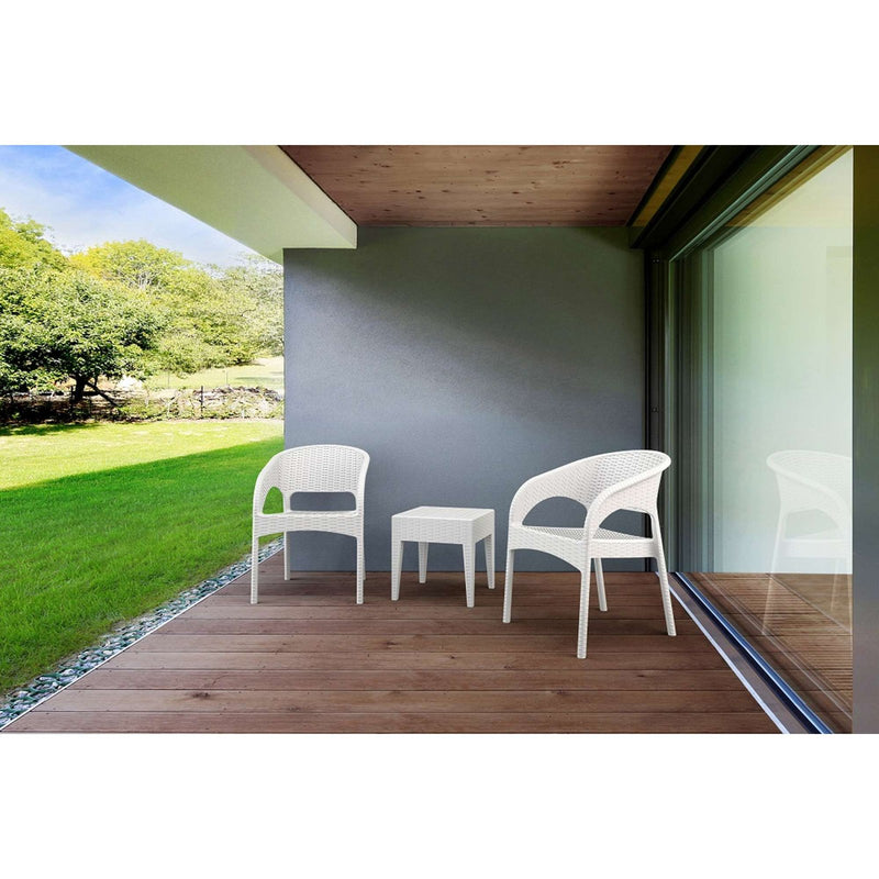 Panama Arm Chair/ Miami Side Table 2 Seat Package — White