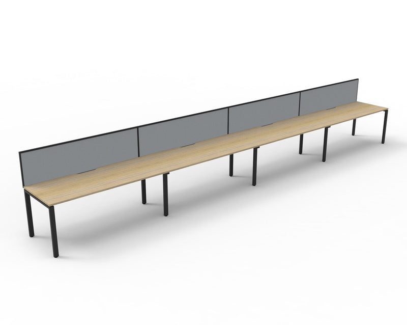 4-person single-sided profile leg workstation with pinnable fabric screens