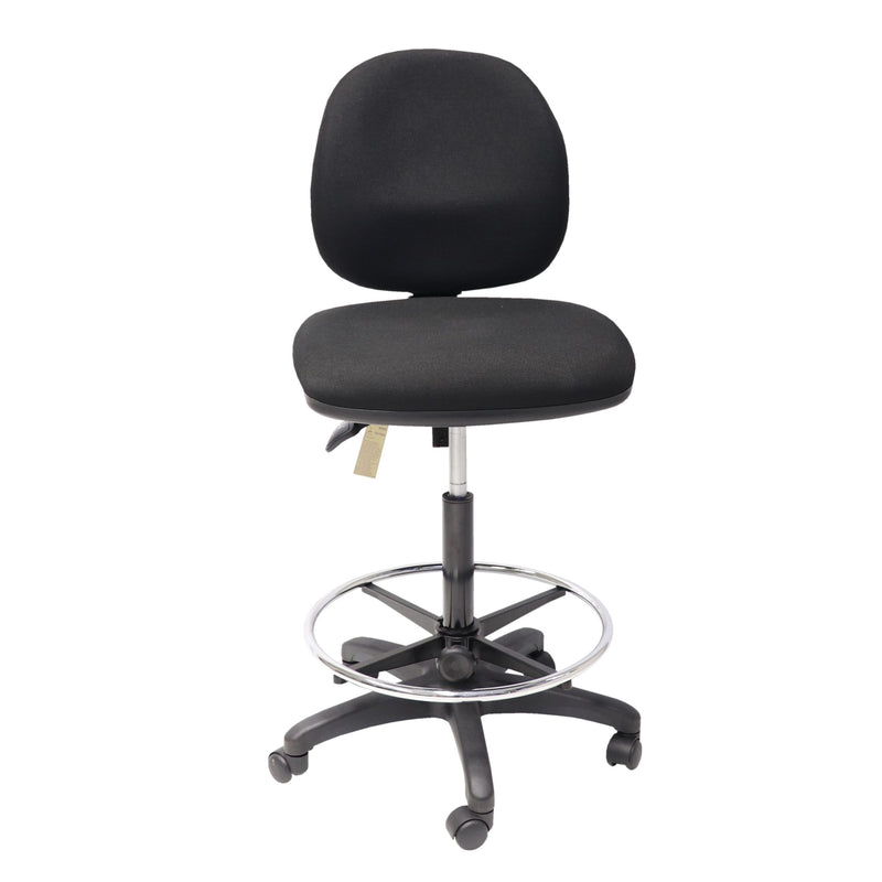 Medium Back Drafting Chair - Black Fabric 2-Lever