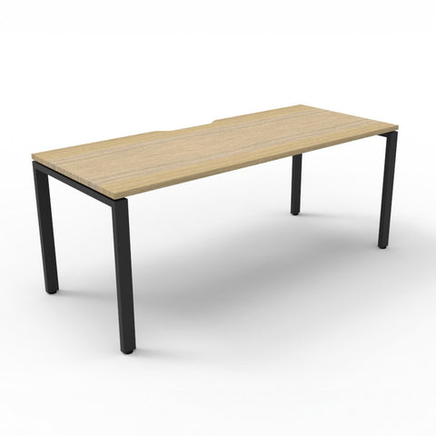 Single-Sided Workstation – 1 Person with Natural Oak Top and Black Frame