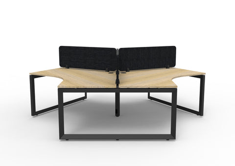 3-Person 120° Workstation with Eco Panel Screens and Loop Legs
